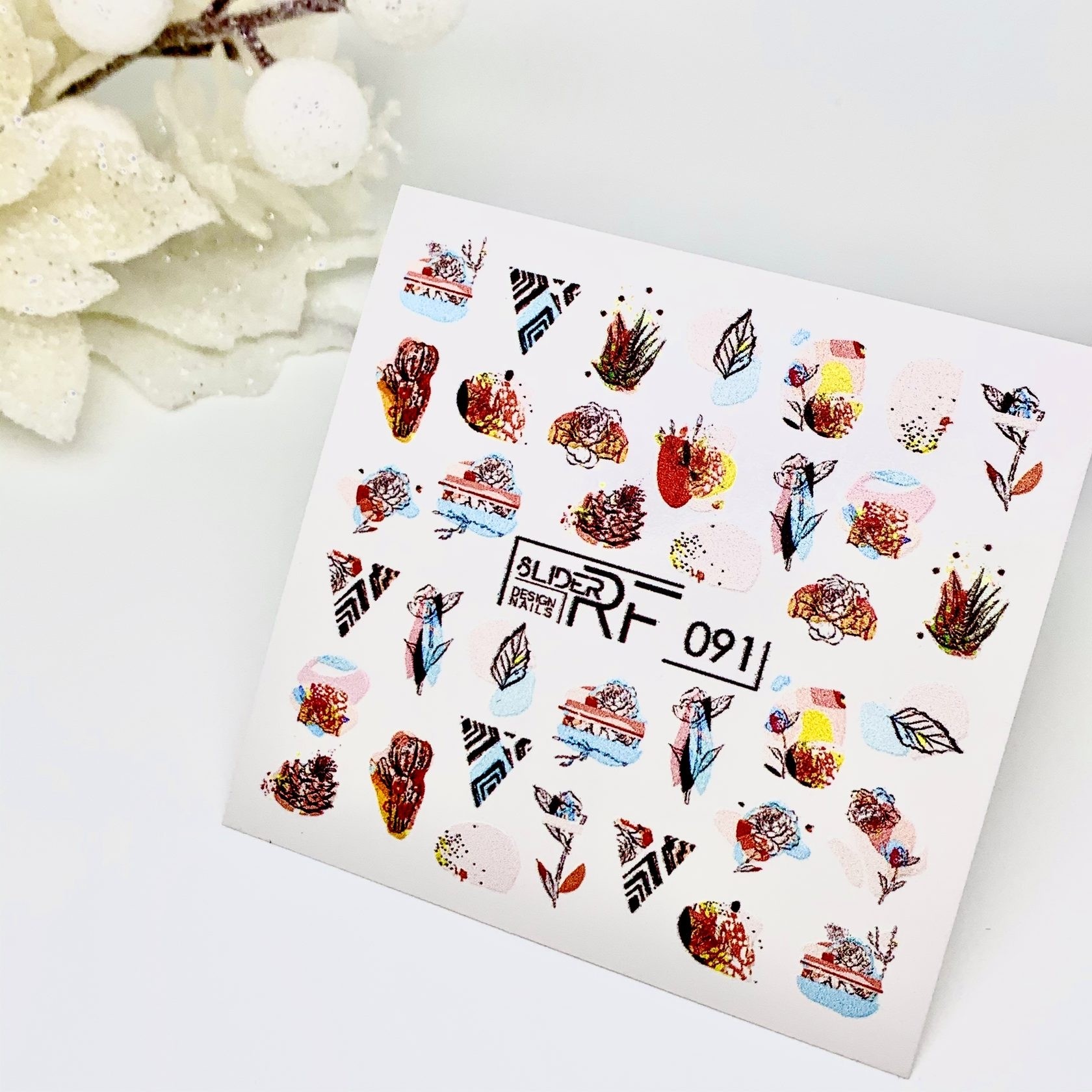Sticker Design RF091 Blumen/Blätter (Wasserlösliche Aufkleber) Слайдер