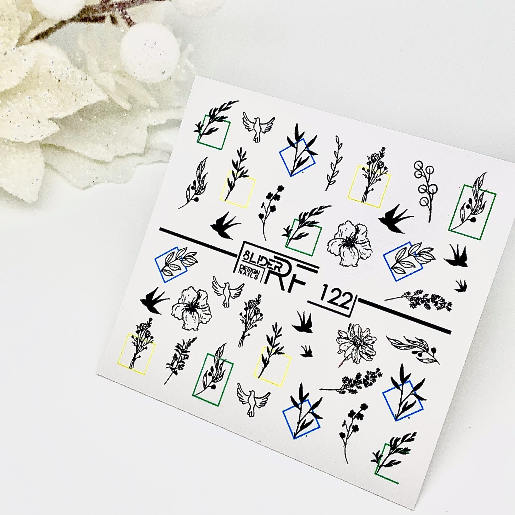 Sticker Design RF122 Flamingo/Blätter (Wasserlösliche Aufkleber) Слайдер