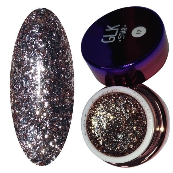 Glitter Gel "Dunkel Silber" von GLK "Star"