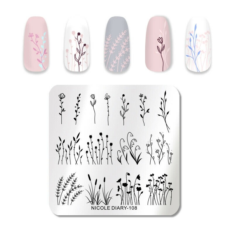 Stamping Platte Schablone klein Blumen ND108