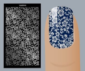 Sticker in feinem Silber  "Blumen"