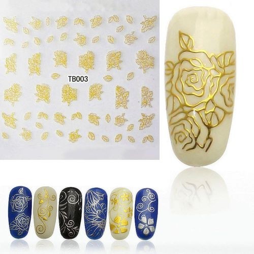 Sticker 3D Design Rosen&Blätter in gold TB003