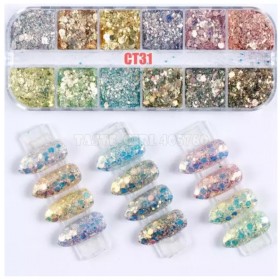 Nailart Glitter Set 12 Farben