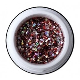 Glittergel mit Pailletten "Silber-Rot" 5ml